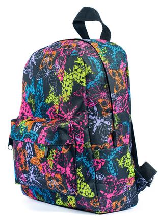 Детский рюкзак черного цвета с принтом бабочки для прогулок го...