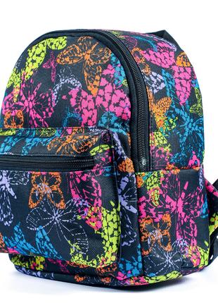 Маленький разноцветный детский рюкзак с принтом бабочки для пр...