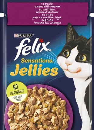 Влажный корм для котов Purina Felix Sensations Jellies с уткой...