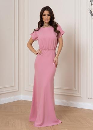 Розовое платье макси длины, размер S
