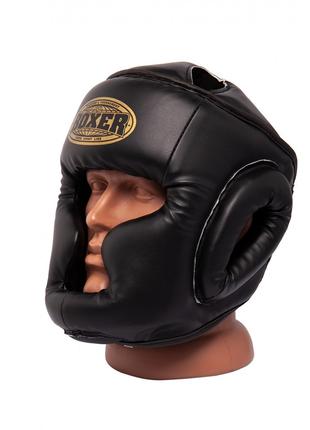 Шлем тренировочный каратэ BOXER Элит L кожа 1,0-1,2 мм черный