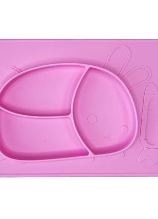 Силиконовая тарелка-коврик "Зайчик" MGZ-0119(Pink) 19х27 см