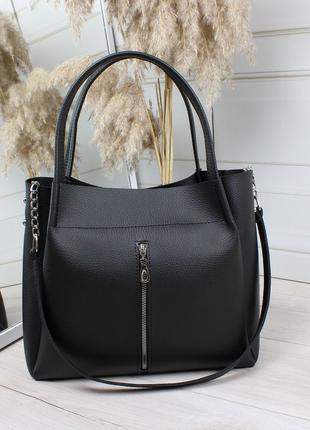 Женская сумка классическая большая А4 Черная
