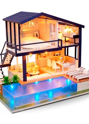 Кукольный дом Diy деревянный конструктор 3D Вилла и бассейном ...