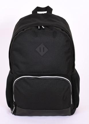 Молодежный городской рюкзак черного цвета из прочной ткани 00742