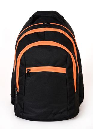 Городской универсальный молодежный рюкзак черного цвета с оран...
