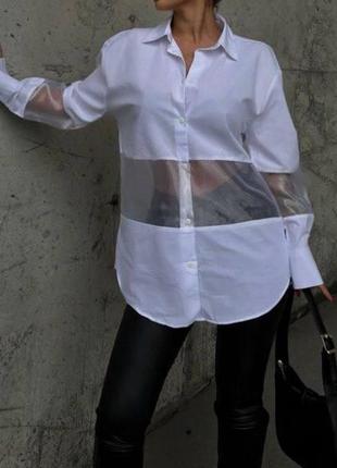 Женская рубашка Длинная блузка Длинная рубашка с сеткой