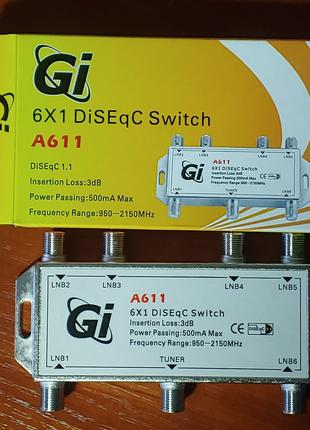 Дісек DiSEqC Switch 1.1 6x1 GI A611