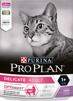 Сухой корм для кошек Purina Pro Plan Delicate Adult 1+ с индей...