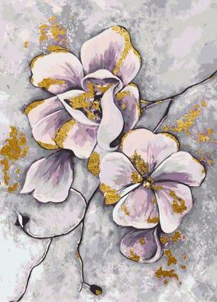 Картина за номерами "Квіти; з фарбами золото металік" 40x50 см