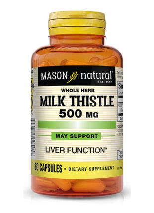 Травы Mason Natural Расторопша 500мг, Milk Thistle, 60 капсул ...