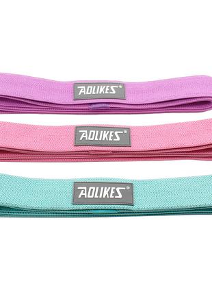 Набір гумок для фітнесу AOLIKES RB-3609 3 шт Green+Pink+Violet