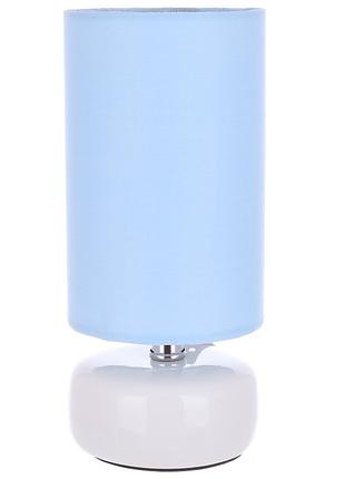 Настольная лампа белая с голубым тканевым абажуром Bella D10*2...