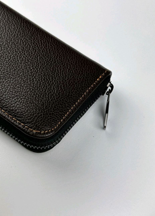 Шкіряний клатч-гаманець із натуральної зернистої шкіри