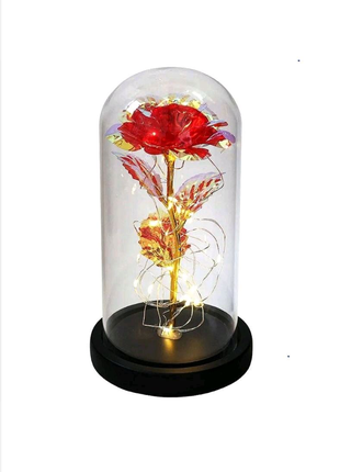Роза 🌹 в стеклянной колбе LED RED  COLD c LED подсветкой ROse