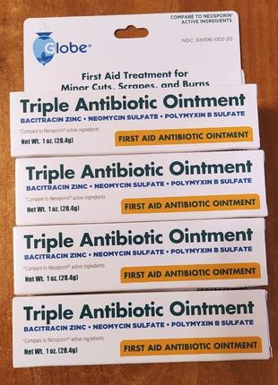 Мазь першої допомоги globe triple antibiotic ointment 28g
