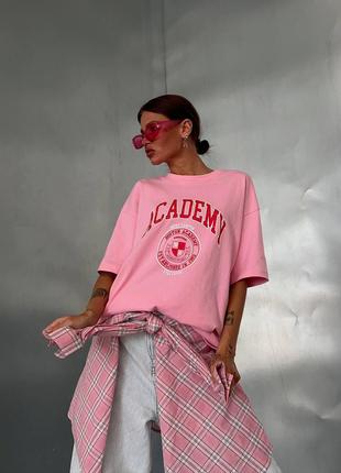 Трендовая футболка с качественным накатом розовый