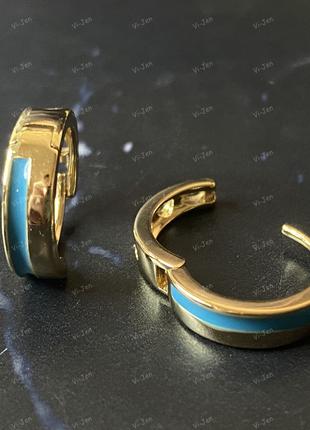 Женские серьги-кольца (конго) позолота Xuping 18К с бирюзовой ...