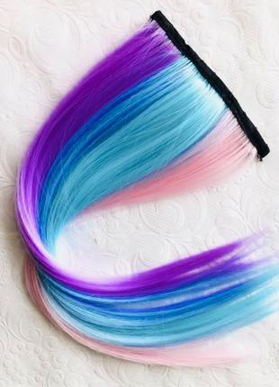 Волосы яркие цветные тресс пряди на клипсах
