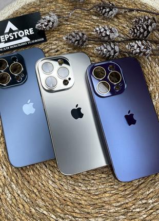Чехол для iPhone 14 Pro стеклянный Acrylics Titanium Case с ли...