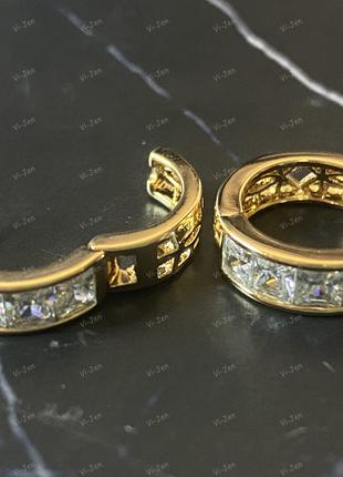 Женские позолоченные серьги-кольца (конго) Xuping с камнями по...
