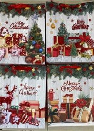 Пакет новогодний бумажный M "Merry Christmas" 26*32*10см., R90...