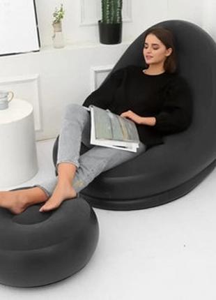 Надувной диван с пуфом Air Sofa Comfort Надувное велюровое кре...