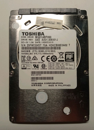Жорсткий диск HDD 2,5'' TOSHIBA MQ01ABF050 (500Gb)