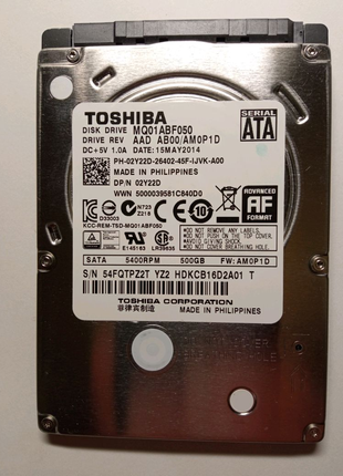 Жесткий диск HDD 2,5'' TOSHIBA MQ01ABF050 (500Gb)