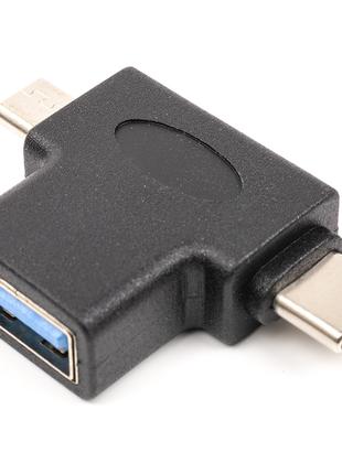 Перехідник PowerPlant USB 3.0 Type-C, microUSB (M) - USB 3.0 O...