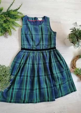 Сукня в шотландську клітку для новорічній фотосесії синє зелене
