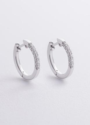 Серьги - кольца с бриллиантами (белое золото) 340131121