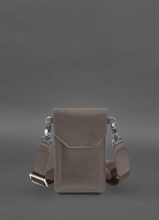 Кожаная сумка-чехол для телефона темно-бежевая BlankNote
