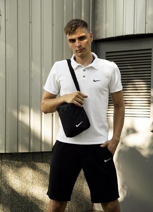 Комплект Nike поло білий і шорти. +Барсетка