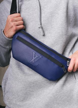Бананка-сумка з шкірозамінника синя Louis Vuitton