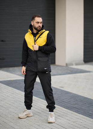 Комплект чоловічий "Clip" Nike: жилетка жовто-чорна + штани "P...