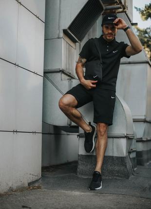 Комплект Nike КЕПКА + поло чорний та шорти + Барсетка