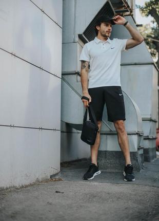 Комплект Nike КЕПКА + поло білий та шорти + Барсетка