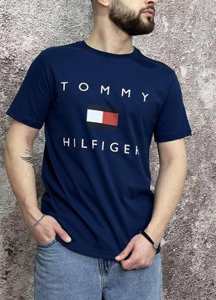 Футболка Tommy Hilfiger синя (вел. лого)