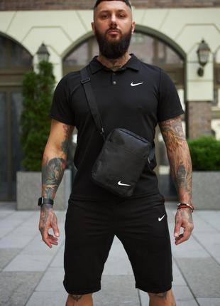 Комплект Nike поло чорний і шорти. +Барсетка