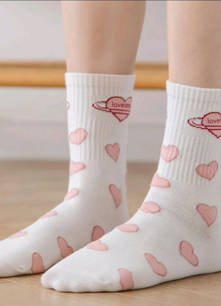 Шкарпетки носки білі з сердечками