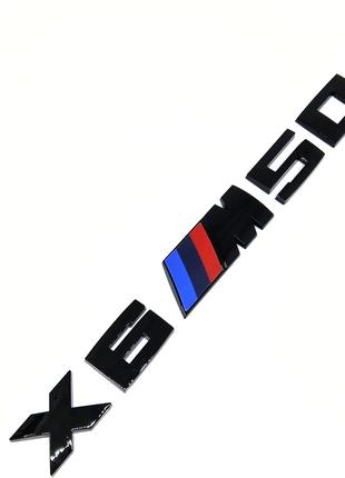 Эмблема BMW X6 M50d Надпись багажника Черный глянец