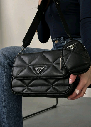 Жіноча сумка Prada Re-Nylon Padded Shoulder Black