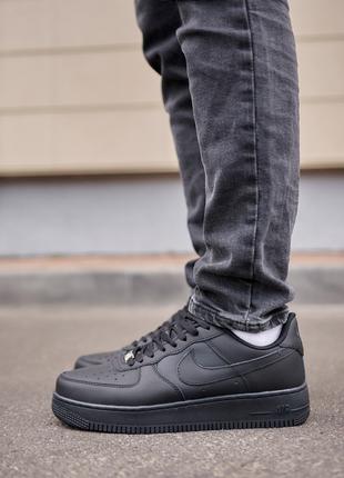 Nike Air Force 1 Classic Premium Black (Матова шкіра) 36