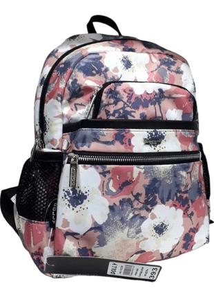 Молодежный женский рюкзак с цветами Dolly 393 Бежевый 24х30х15см
