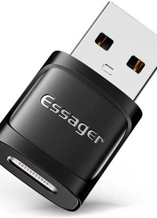Адаптер перехідник OTG ESSAGER USB Male to Type-C Female Black...