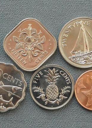 Набор монет Багамы Багамские острова набор 5 монет 1 5 10 15 2...