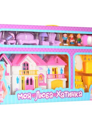 Іграшковий будиночок для ляльок WD-922 з меблями і машинкою (Ж...