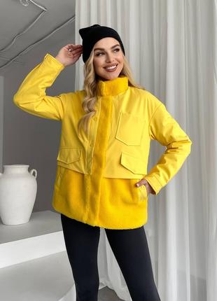 Женская теплая куртка цвет желтый р.S 450141