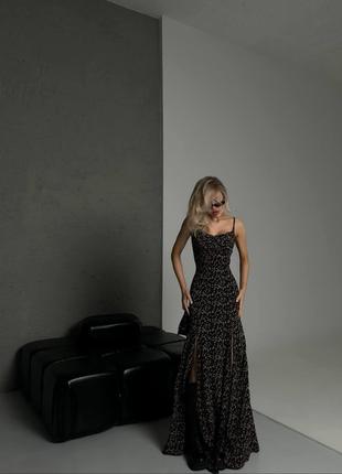 Женское макси платье из софта цвет черный р.42/44 453158